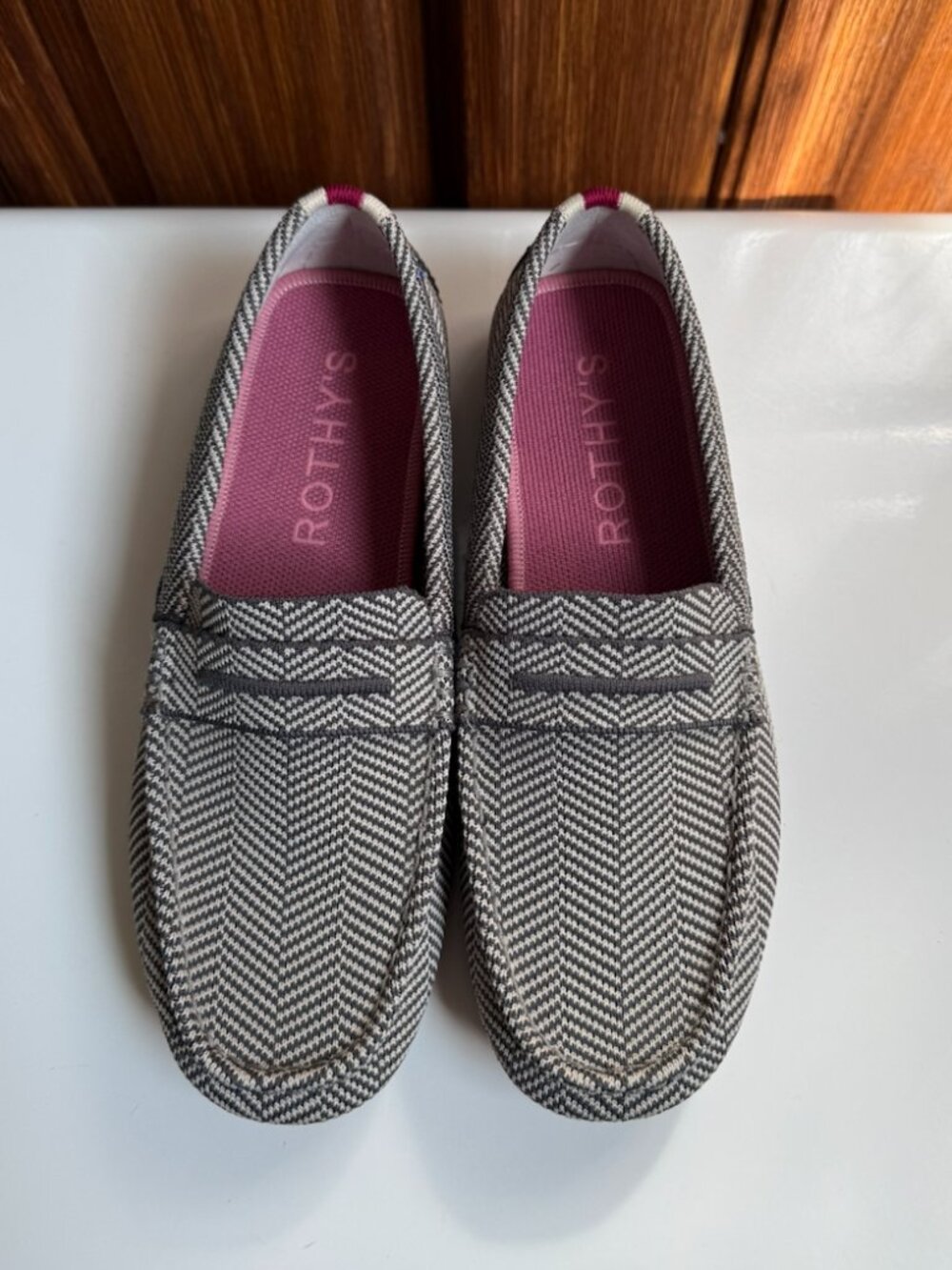 Rothy’s The Daily Driver Loafers Iron Herringbone Knit Shoes Flats Women's 9.5
